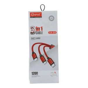 Fast Charging 3 In 1 Cable, Charging Data Cable, Red - 120mm