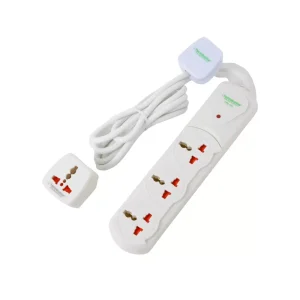 Terminator 13A Safety Shutter Universal Power 3 Way Extension Socket With Travel Adapter- White