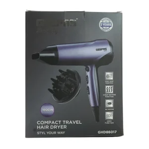 Geepas Beauty Compact Travel Hair Dryer GHD86017-1800W- Purple