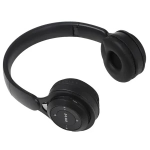 Wireless Bluetooth Foldable Headphones, Built-In Microphone, Hi-Fi Stereo, Soft Earmuffs and Wired Mode for PC, Cellphone with Charging Cable- Black
