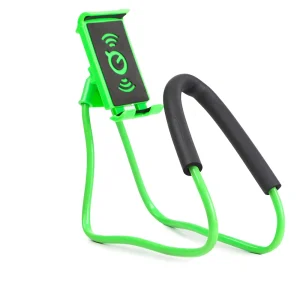 Green Necklace Cellphone Support Universal Adjustable Neck Mount, Fits up to 7 Screens Large Smartphone Also 7 Tablets, Phone Holder