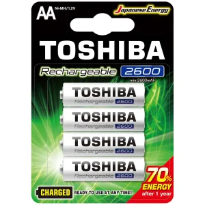 Toshiba Rechargeable Battery Cell AA  Size- 2600 mAh- 4pcs