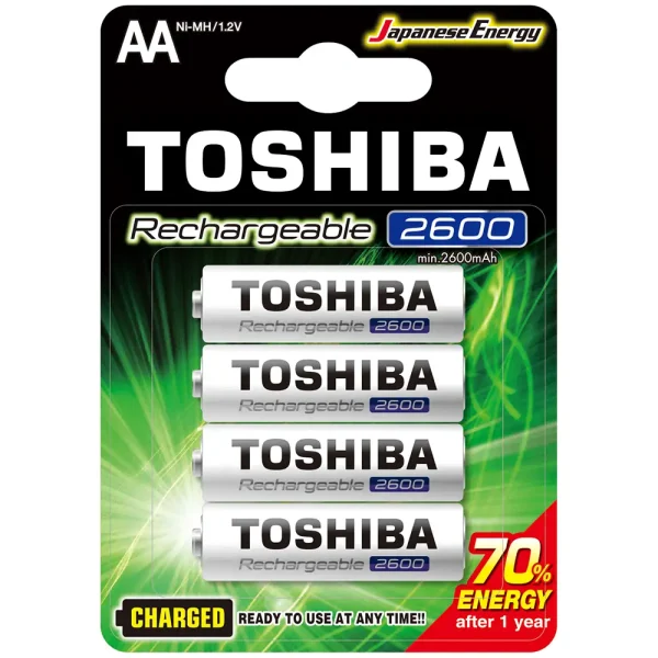 Toshiba Rechargeable Battery Cell AA  Size- 2600 mAh- 4pcs