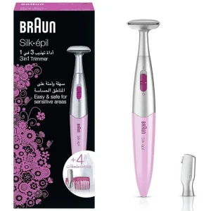 Braun Corded Epilator Silk Epil 3 in 1 Trimmer, Easy And Safe For Sensitive Area- Pink