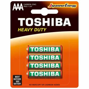 Toshiba Heavy Duty R03 AAA 1.5V Carbon Zinc Battery, Pack of 4 pcs