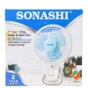 Sonashi 7" 3 In 1 Clip Desk and Wall Electric Fan with Adjustable Head- White