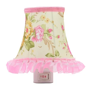 Plug in Mini Night Light Lamp, Table Lamp Multi Flower Design Bedside Lamp- Pink and White