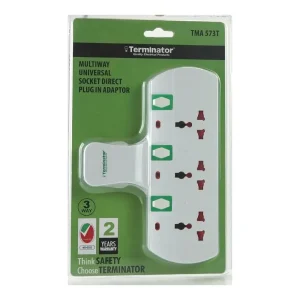 Terminator Multiway Universal Socket Direct Plug-In Adaptor, 3 Way Multiway Adaptor Switch, 13A 250V 3250W, 50 or 60Hz
