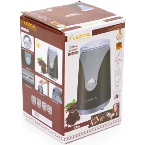 Lexical Electric Coffee Grinder with Stainless Steel Blades- Black and Grey