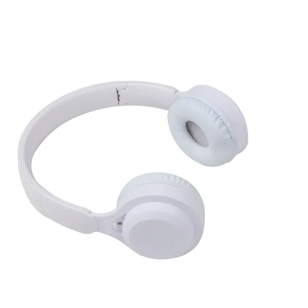 Wireless Bluetooth Foldable Headphones, Built-In Microphone, Hi-Fi Stereo, Soft Earmuffs and Wired Mode for PC, Cellphone with Charging Cable- White