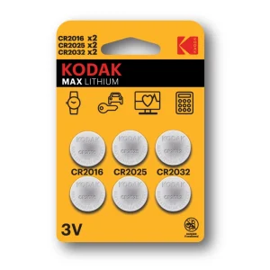 Kodak Max Lithium Button Batteries 2XCR2016, 2XCR2025 and 2XCR2032- 6pcs