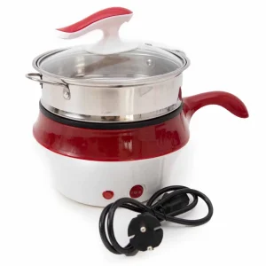 High-Quality Electrothermal Double Layer Multi-Function Cooker- Red and White