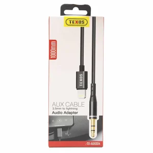 Texos Plug and Play Aux Cable, Audio Adapter 3.5mm to Lightning 1000mm- Red and Black