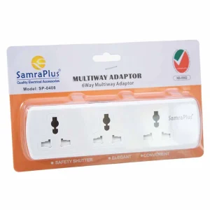Samra Plus Multiway Adaptor, Electrical Accessories, 6 Way Extension- White