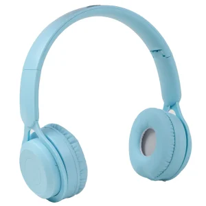 Wireless Bluetooth Foldable Headphones, Built-In Microphone, Hi-Fi Stereo, Soft Earmuffs and Wired Mode for PC, Cellphone with Charging Cable- Blue
