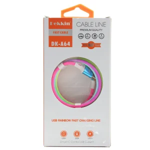 Dekkin Fast Cable USB Rainbow Faster Type C Cable, Quick Charging 3A, Multi-Color