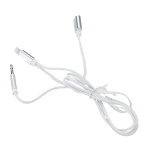 2 in 1 Lightning Aux Cable, Music Play and Charging- White