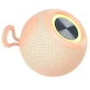 Portable Wireless Rechargeable Bluetooth Speaker Round Mini Stereo With LED Light- Pink