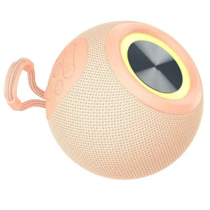 Portable Wireless Rechargeable Bluetooth Speaker Round Mini Stereo With LED Light- Pink