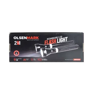 Olsenmark 2in1 Rechargeable LED Flash Light with High Lumens- OMFL2616