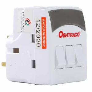 Oshtraco 13A 3 Ways Universal Multi Adaptor with Long Switches- White