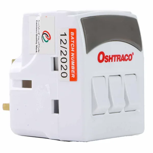 Oshtraco 13A 3 Ways Universal Multi Adaptor with Long Switches- White