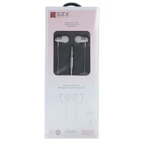 SZX Super Premium Wired Earphone, Noise Isolating Headphone with Extra Bass, Silver- Jack 3.5mm