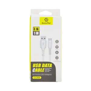 Soloffer USB Data Cable Quick Charge and Data Transmission Cable Micro Cable 3.1A- White 1M