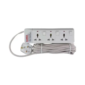 Samra Multi-Socket Surge Protection Extension Cord- White Color