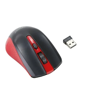 Enet 2.4G Wireless Mouse, High Precision 1600DPI, Wireless Mouse with USB Nano Receiver- Black & Red