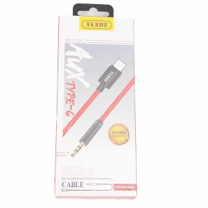 Texos USB Type C to 3.5Mm Aux Cable, Audio Aux Cable, Audio Jack- Red and White