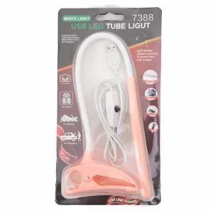 White Light USB LED Tube Light (7388), Mini Clip-On Reading Night Light, USB Night Light, LED Clamp Desk Lamp- Pink