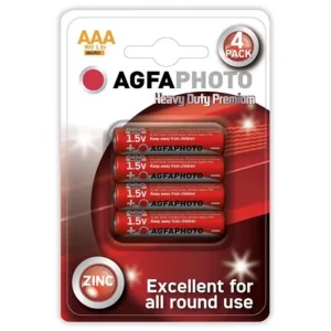 AGFAPHOTO Heavy Duty Premium AAA Zinc Battery Pack of 4pcs