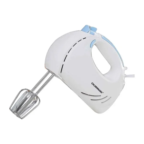 Olsenmark Hand Mixer 750w White Processes of Whipping, Kneading Thick Dough and Mixing, Comes With 2 Beaters 2 Hooks