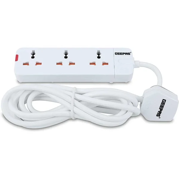 Geepas 3 Ways Extension Socket, 3m Cord Length and Multi-Use Socket Board for Home and Offices