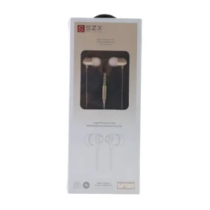 SZX Super Premium Wired Earphone, Noise Isolating Headphone With Extra Bass, Silver - Jack 3.5mm