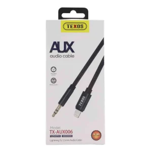 Texos Aux Audio Cable, Lightning To 3.5mm Audio Cable, 1000mm Cable- Black
