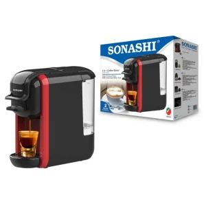 Sonashi SCM4969 3 in 1 Electric Coffee Maker 1450W With 600ml Detachable Water Tank- Red And Black