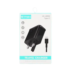 Wmax Travel Charger Fast Charge Low Temperature with Type-C Pin- Black