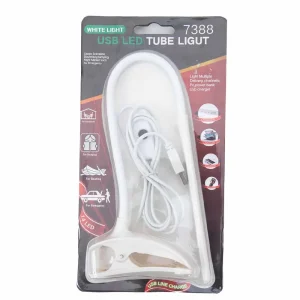 White Light USB LED Tube Light (7388), Mini Clip-On Reading Night Light, USB Night Light, LED Clamp Desk Lamp- White