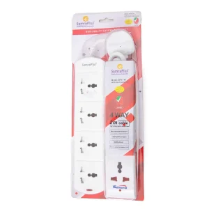 Samra Plus Extension Cord Socket 4 Ways Electric Power Extension with 2M Cable- White