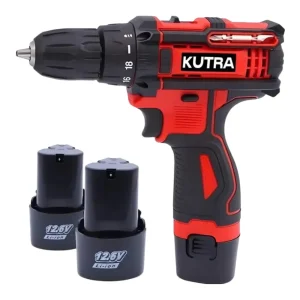 Rechargeable Electric Cordless Hand Driller For Multifunctional Household Use With Two Battery- Red