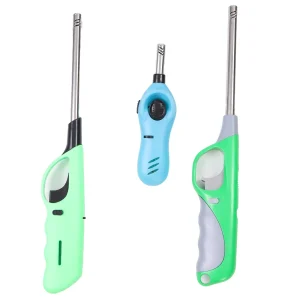 Super Quality Gas Ignition Lighter with Butane Cartridge, Pack of 2 Lighters and 1 Cartridge- Green, Blue