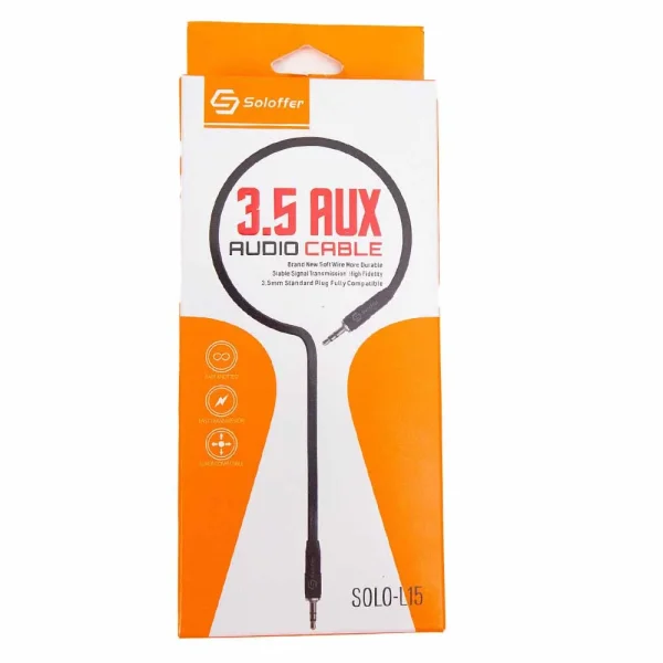 Soloffer 3.5mm Aux Audio Cable, Durable Soft Wire, Black