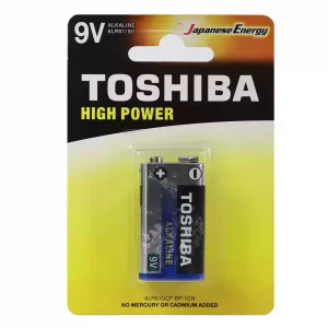 Toshiba 9V Alkaline 6LR61 High Power Battery No Mercury or Cadmium Added