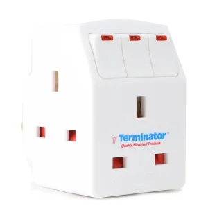 Terminator 3Ways Switch Socket Adopter- White