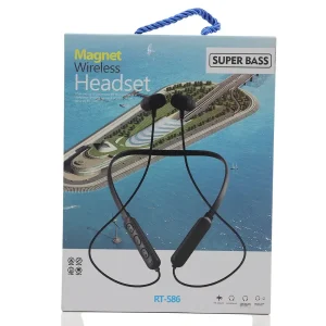 Magnet Wireless Headset, Super Bass Headphone Earphones, Bluetooth Headset Quick Charge- Black