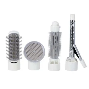 Krypton 5 in 1 Hair Styler with Blower Brush, Hood Square, Air Iron, Round Brush- White