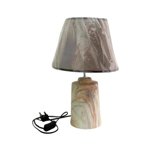 Simple Textured Romantic Warm Faux Marble Pattern Bedside LED Table Lamp- Brown