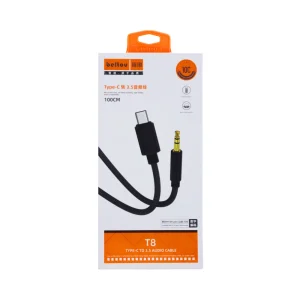Beltou Type C To 3.5 Audio Cable with Braided Wire and Wide Compatibility- Black Color